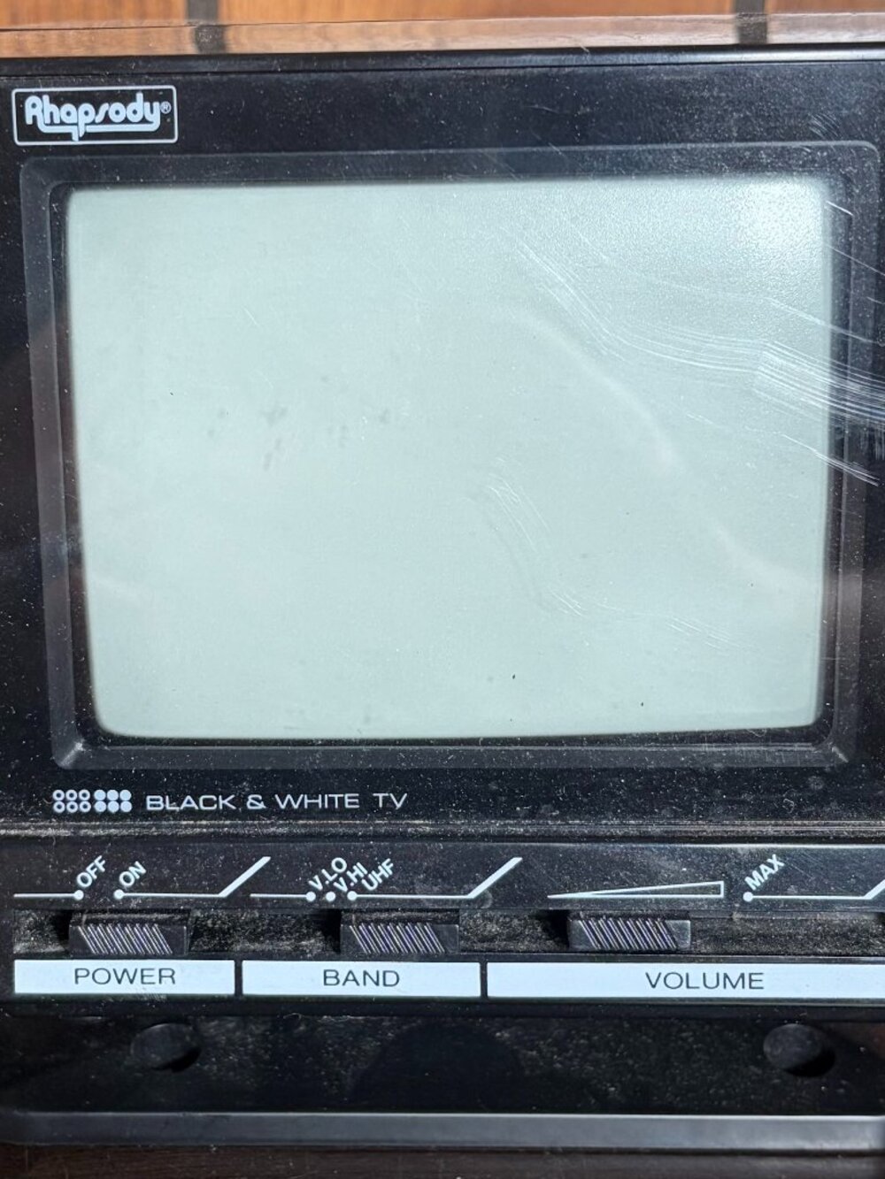 Vintage Rhapsody Personal Portable 4.5" Black & White CRT TV - Model TVS-628